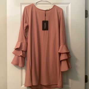Pink Ruffle Sleeve Dress